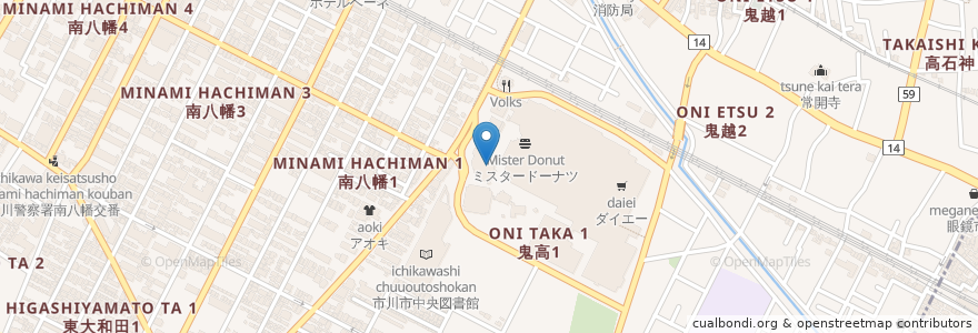 Mapa de ubicacion de KUMARI en 日本, 千葉県, 市川市.