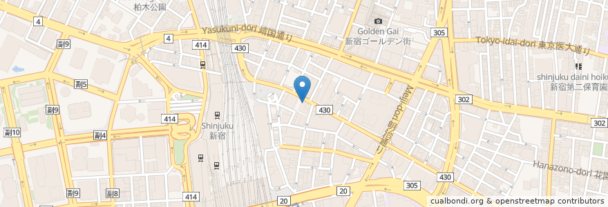 Mapa de ubicacion de サンドラッグ en 일본, 도쿄도, 신주쿠.