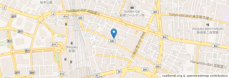 Mapa de ubicacion de 星乃珈琲店 en 日本, 東京都, 新宿区.