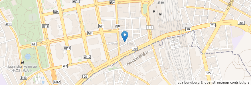 Mapa de ubicacion de 日高屋 en ژاپن, 東京都, 新宿区.