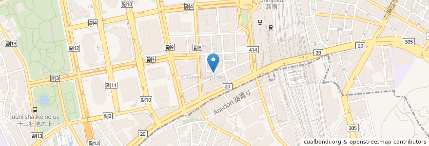 Mapa de ubicacion de 磯丸水産 en Japonya, 東京都, 新宿区.
