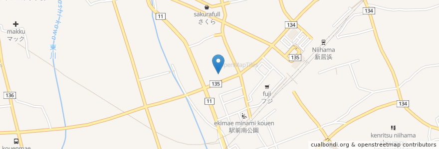 Mapa de ubicacion de 東予信用金庫 en Japón, Prefectura De Ehime, 新居浜市.