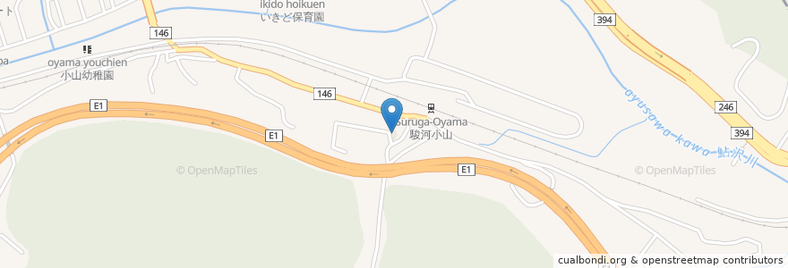 Mapa de ubicacion de 小山神社 en 日本, 静冈县, 駿東郡, 小山町.