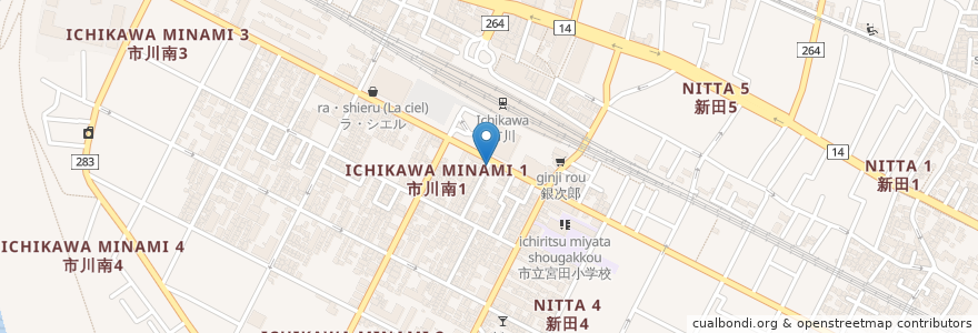 Mapa de ubicacion de 地鳥足 en Japão, 千葉県, 市川市.