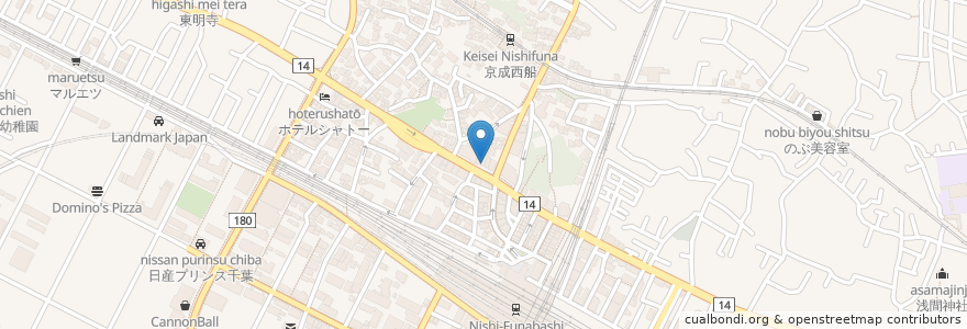 Mapa de ubicacion de マツモトキヨシ en Jepun, 千葉県, 船橋市.