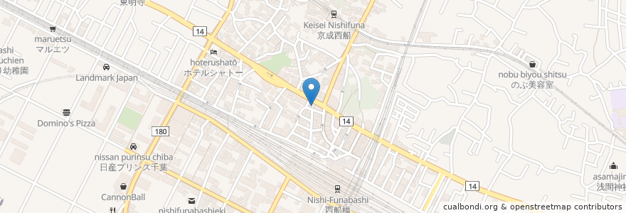 Mapa de ubicacion de CoCo壱番屋 en Japan, 千葉県, 船橋市.
