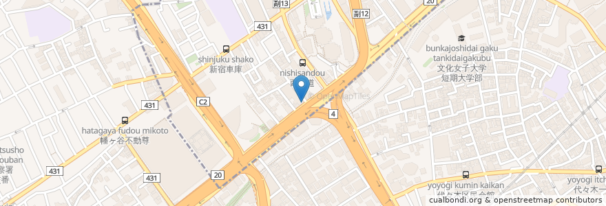 Mapa de ubicacion de 香港園 en 日本, 東京都, 新宿区, 渋谷区.