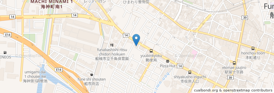 Mapa de ubicacion de 紅梅湯 en Japão, 千葉県, 船橋市.