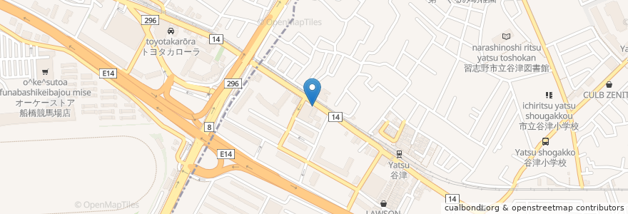 Mapa de ubicacion de 京葉銀行 en Japan, Präfektur Chiba, 船橋市.