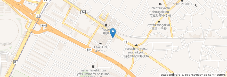 Mapa de ubicacion de 千葉銀行 en Japonya, 千葉県, 習志野市.