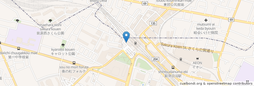 Mapa de ubicacion de マツモトキヨシ en 日本, 千葉県, 習志野市.