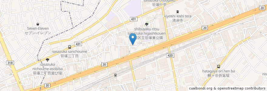 Mapa de ubicacion de 岩瀬内内科循環器科クリニック en Japón, Tokio, Shibuya.