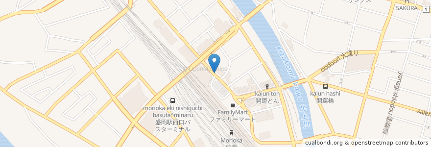 Mapa de ubicacion de 盛楼閣 en 日本, 岩手県, 盛岡市.