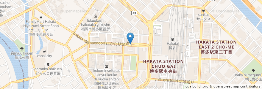 Mapa de ubicacion de 博多駅地下送迎場入口 en Jepun, 福岡県, 福岡市, 博多区.