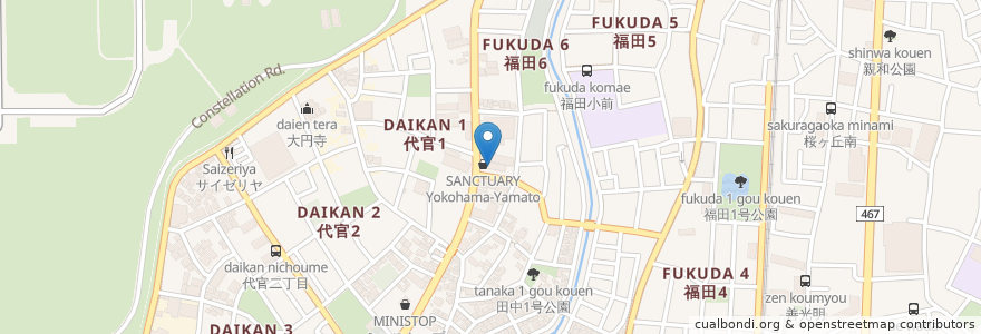 Mapa de ubicacion de 桜ヶ丘薬局 en Japonya, 神奈川県, 大和市.
