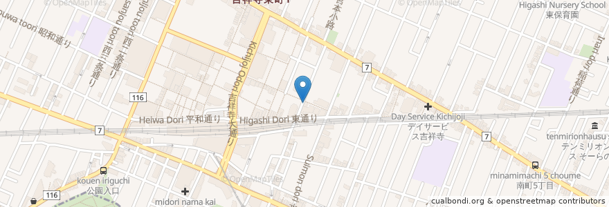Mapa de ubicacion de キングフロッグ en Japonya, 東京都, 武蔵野市.