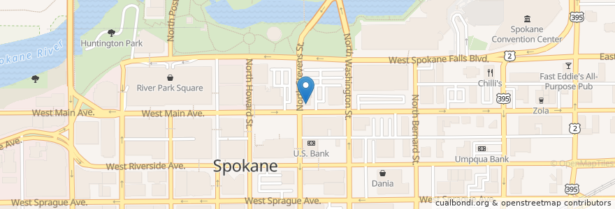 Mapa de ubicacion de Sushi.com en Vereinigte Staaten Von Amerika, Washington, Spokane County, Spokane.