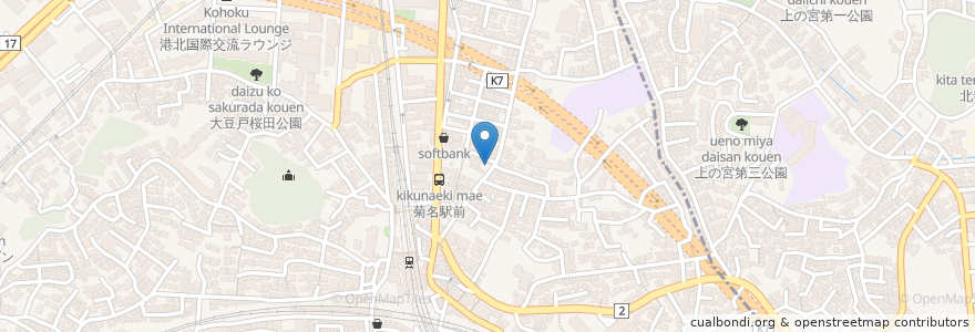 Mapa de ubicacion de 神明社 en Япония, Канагава, Йокогама, Кохоку.