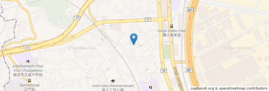 Mapa de ubicacion de 森町内会館 en Jepun, 神奈川県, 横浜市, 磯子区.