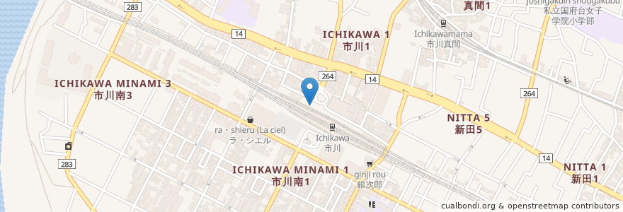 Mapa de ubicacion de BECK'S en Japonya, 千葉県, 市川市.