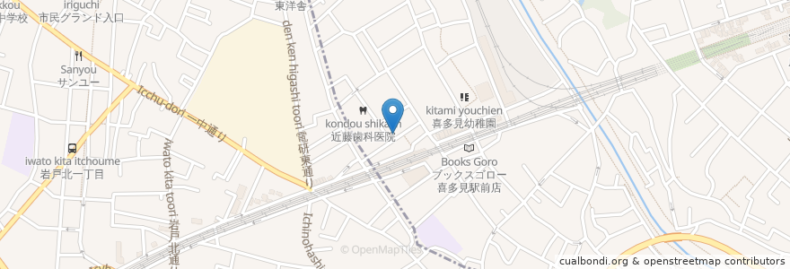 Mapa de ubicacion de 割烹 やまぐち en 日本, 東京都, 狛江市.