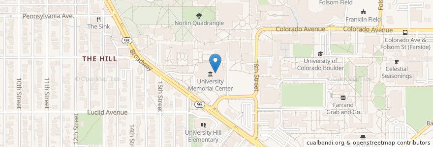 Mapa de ubicacion de Alferd Packer Resturant and Grill en Estados Unidos Da América, Colorado, Boulder County, Boulder.