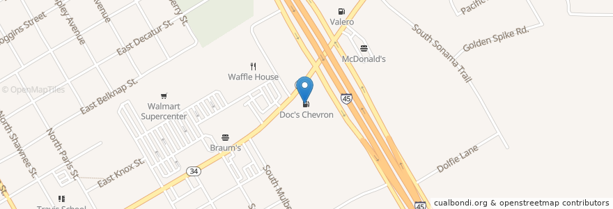 Mapa de ubicacion de Doc's Chevron en Stati Uniti D'America, Texas, Ellis County, Ennis.
