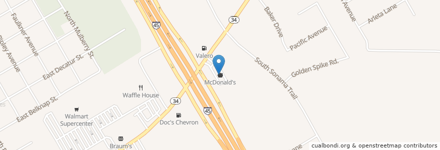 Mapa de ubicacion de McDonald's en 미국, 텍사스, Ellis County, Ennis.