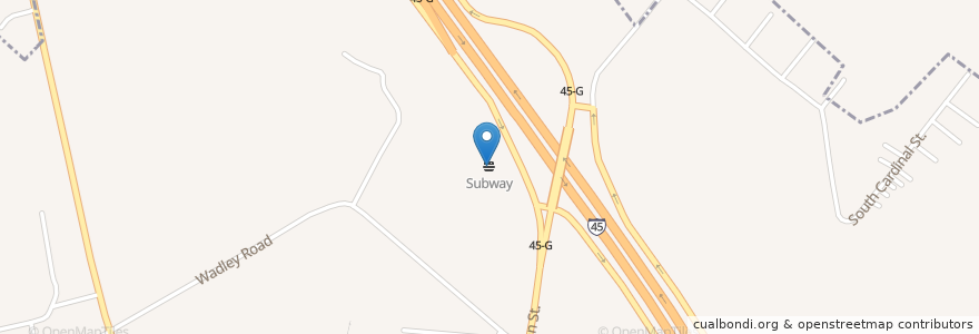 Mapa de ubicacion de Subway en 미국, 텍사스, Ellis County, Ennis.