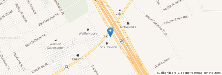 Mapa de ubicacion de Taco Bell en アメリカ合衆国, テキサス州, Ellis County, Ennis.