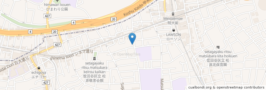 Mapa de ubicacion de 矢島整形外科 en Japonya, 東京都, 世田谷区.