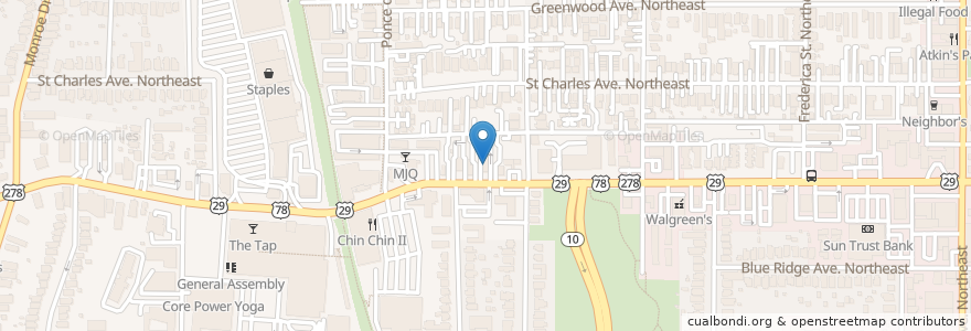 Mapa de ubicacion de Real Chow Baby en アメリカ合衆国, ジョージア州, Fulton County, Atlanta.