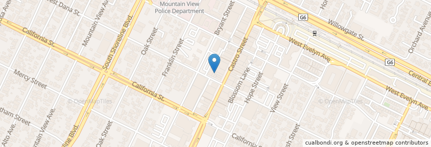 Mapa de ubicacion de Debra K. Hotter en United States, California, Santa Clara County, Mountain View.