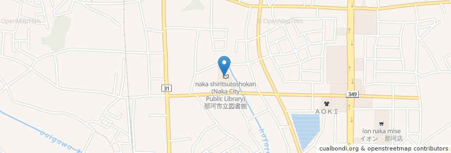 Mapa de ubicacion de 那珂市立図書館 (Naka City Public Library) en Japão, 茨城県, 那珂市.
