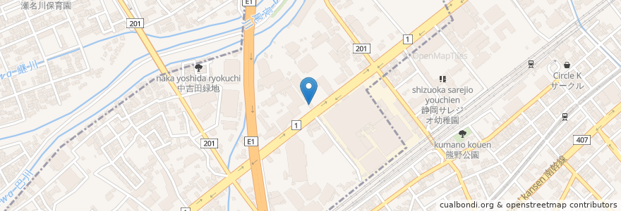 Mapa de ubicacion de 麺屋たろうず en Giappone, Prefettura Di Shizuoka, 静岡市, 駿河区.