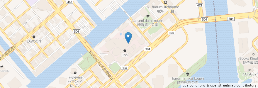 Mapa de ubicacion de こう星海鮮酒家 en Giappone, Tokyo, 江東区, 中央区.