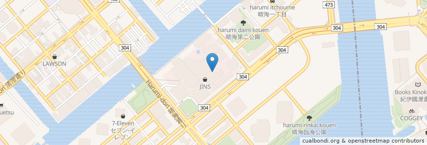 Mapa de ubicacion de フォルクス en 日本, 东京都/東京都, 江東区, 中央区.