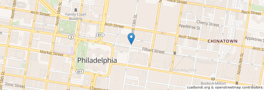 Mapa de ubicacion de Chili's en Соединённые Штаты Америки, Пенсильвания, Philadelphia County, Филадельфия.