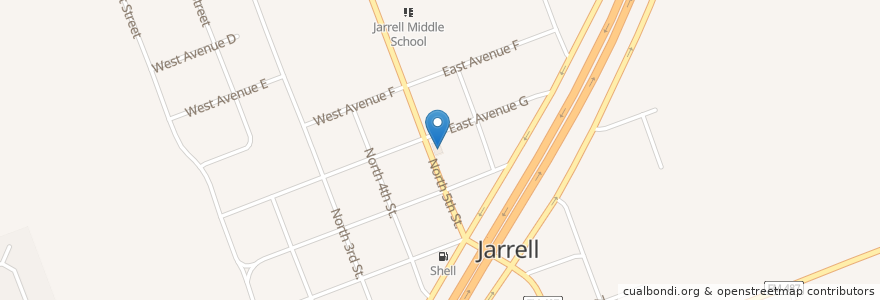 Mapa de ubicacion de Jarrell Fire Dept. Station 1 en Amerika Birleşik Devletleri, Teksas, Williamson County, Jarrell.