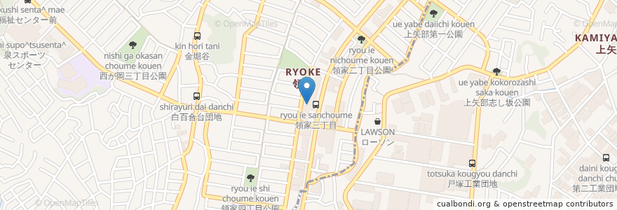 Mapa de ubicacion de ハックドラッグ 山手台店 en 일본, 가나가와현, 요코하마시, 戸塚区.
