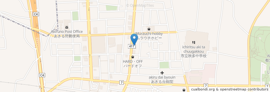 Mapa de ubicacion de エネオス en 日本, 東京都, あきる野市.
