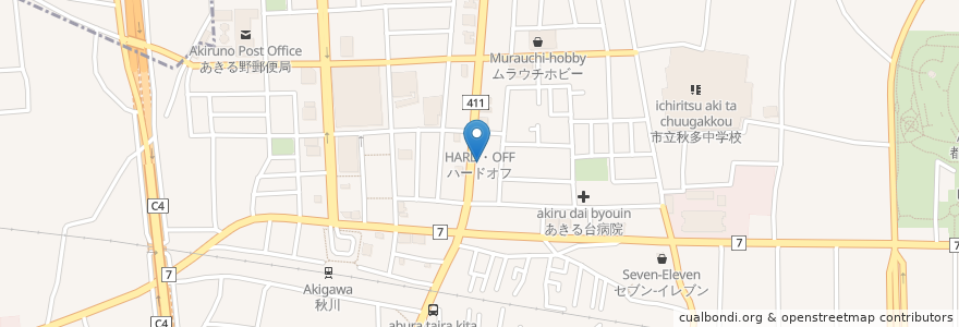 Mapa de ubicacion de 丸亀製麺 あきる野店 en Japonya, 東京都, あきる野市.