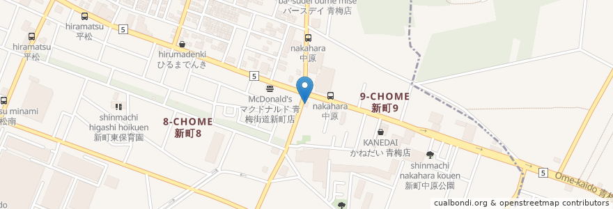 Mapa de ubicacion de 大阪王将 青梅店 en Japão, Tóquio, 青梅市.