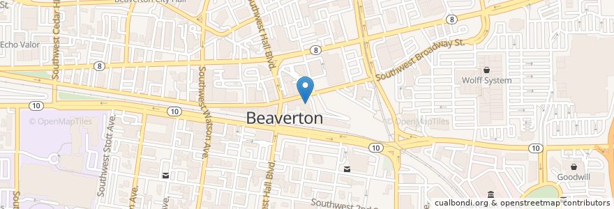 Mapa de ubicacion de Ringo's en الولايات المتّحدة الأمريكيّة, أوريغون, Washington County, Beaverton.