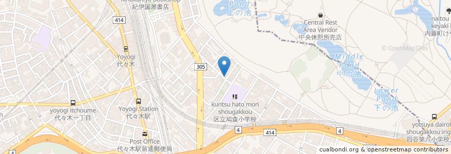 Mapa de ubicacion de レストラン みのる en Japan, Tokio, 新宿区, 渋谷区.