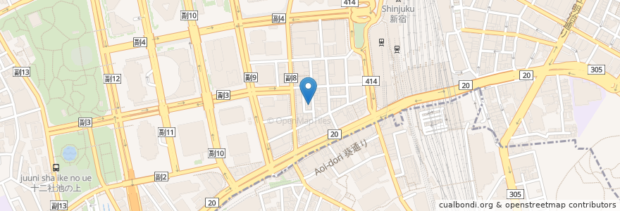 Mapa de ubicacion de 新宿西口眼科 en Japonya, 東京都, 新宿区.