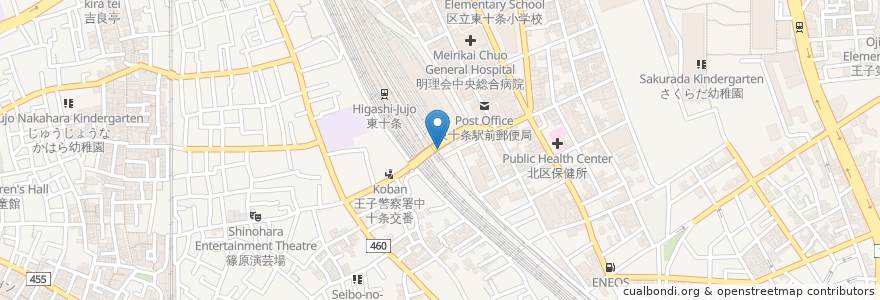 Mapa de ubicacion de 東十条南口 自転車駐車場 en 日本, 东京都/東京都, 北区.