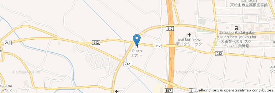 Mapa de ubicacion de ガスト en 日本, 埼玉县, 東松山市.