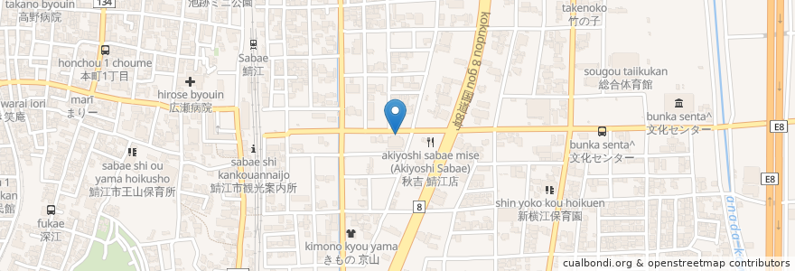Mapa de ubicacion de 福井信用金庫 鯖江営業部 (Fukui Shinyoukinko Sabae Eigyobu) en Jepun, 福井県, 鯖江市.