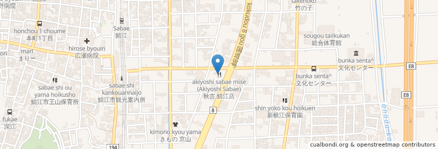 Mapa de ubicacion de 秋吉(Akiyoshi) en Jepun, 福井県, 鯖江市.